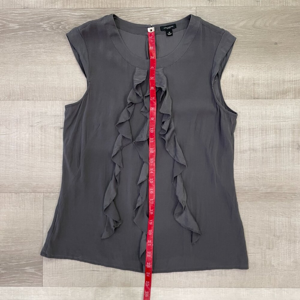 Gray Ruffled Silk Tank - Picture 3 of 5